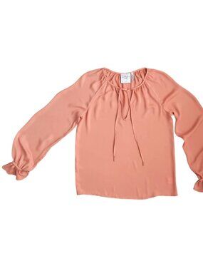 L’Academie Peach Blouse Women’s Size S – Long Sleeve Ruffle Detail Boho Chic Top